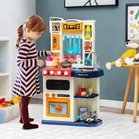 Costway Set da cucina per bambini con 65 accessori, Set giocattolo con finto vapore cappa aspirante con canzoni