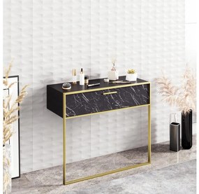 Consolle da parete POLKA 76,8x90 cm oro/nero