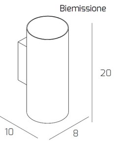 Applique Moderna Cilindrica Shape Metallo Sabbia 2 Luci Gx53 20Cm Biemissione