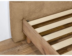 Letto matrimoniale imbottito beige rete inclusa 160x200 cm Kumo - Bobochic Paris