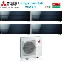 Climatizzatore Condizionatore Mitsubishi Electric Quadri Split Inverter serie Kirigamine Style MSZ-LN 9+9+9+12 con MXZ-4F72VF Onyx Black R-32 Wi-Fi Integrato Colore Nero 9000+9000+9000+12000