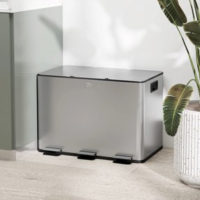 Pattumiera Differenziata Cestino Spazzatura 3 Scomparti da 10L in Acciaio Inox Argento...