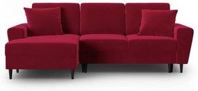 Divano angolare rosso allungabile e con contenitore (con penisola a sinistra/con chaise lounge) con rivestimento in velluto Kyoto – Cosmopolitan Design