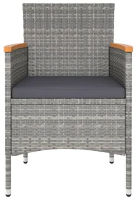 Set pranzo da giardino 5pz polyrattan e massello acacia grigio