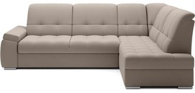 Divano angolare beige allungabile/con contenitore (con penisola a destra/a L) e rivestimento in velluto Sado – ELTAP