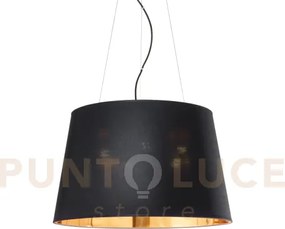Nordik lampadario 4 luci attacco e27 d.50cm in tessuto nero interno...