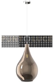 Sospensione cromo 1 luce vetro grande bronzo 1193cr-sg-br