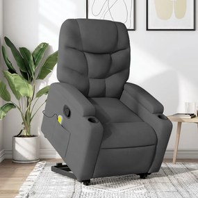 Poltrona Alzapersona Massaggi Reclinabile Grigio Scuro Tessuto /