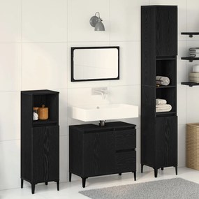 Set di mobili da bagno  set di 3 quercia nera legno ingengerizzato