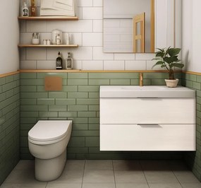 Mobile sottolavabo e lavabo Jnka per vasca centrale larice bianco L 90 x H 55 x P 45 cm 2 cassetti