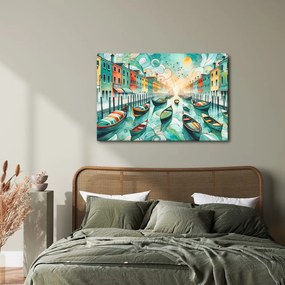 Quadro su tela – Gondole colorate nelle strade di Venezia