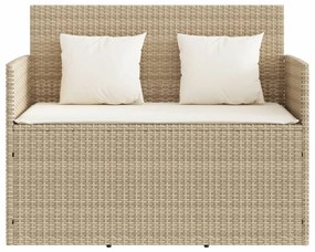 Panca da giardino con cuscini beige in polyrattan