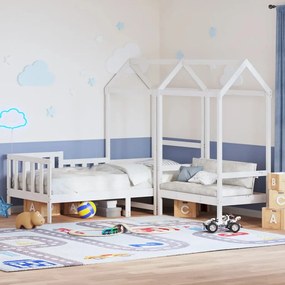 Set Dormeuse E Panca Con Tetto Bianco 90x190cm Massello Pino /