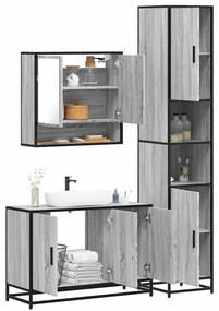 Set Mobili Da Bagno 3 Pz Grigio Sonoma İn Legno Multistrato /
