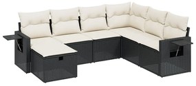 Set Divani da Giardino con Cuscini 7pz Nero Polyrattan