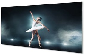 Quadro su vetro acrilico Donna di balletto di abito bianco 100x50 cm