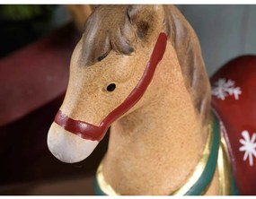 Set 3 Cavalli a Dondolo in Resina e Terracotta da Appoggio