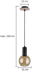 Lampadario a sospensione con filo JANTAR WOOD 1xE27/60W/230V