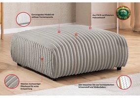 Poggiapiedi grigio chiaro con rivestimento in velluto a coste Justin – Ropez