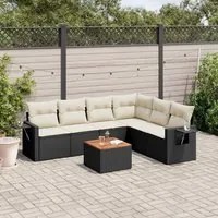 Set Divani da Giardino con Cuscini 7pz Nero Polyrattan 3256910