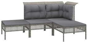 Set divani da giardino 11 pz con cuscini in polyrattan grigio