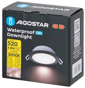 Aigostar - Lampada LED da incasso per bagni LED/4,8W/230V 3000K nero IP65