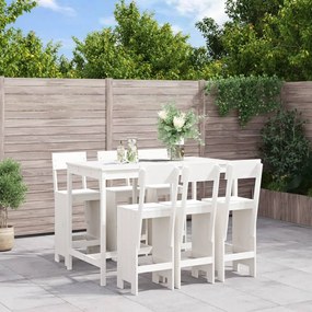 Set Bar da Giardino 7 pz Bianco in Legno Massello di Pino