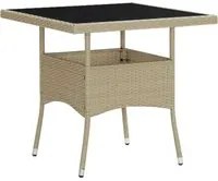 Tavolo da Pranzo da Giardino Beige in Polyrattan e Vetro 310551