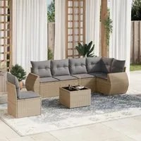 Set Divani da Giardino 7 pz con Cuscini Beige in Polyrattan 3221438