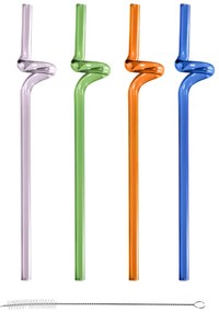 Set 4 cannucce vetro colorate 21 cm con scovolino