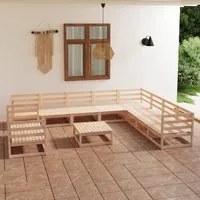 Set Divani da Giardino 11 pz in Legno Massello di Pino 3075929