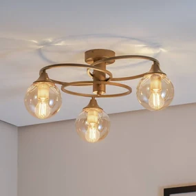 Avonni Plafoniera Binah ambra/oro antico a 3 luci Ø 60 cm vetro/metallo
