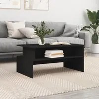 Tavolino da Salotto Nero 90x55x42,5 cm in Legno Multistrato 834279