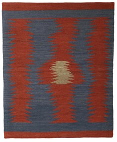 Kilim Tappeto 140 x 120 Rosso (Iran) Tessuto A Mano