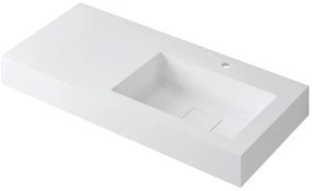 Lavabo a incasso rettangolare vasca a destra L 100.5 x H 15 x P 46 cm in resina bianco opaco