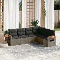 Set Divano da Giardino 6 pz con Cuscini Grigio in Polyrattancod mxl 112317