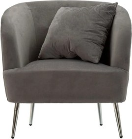 Poltrona grigia con poggioli/con gambe con rivestimento in velluto Silvery – Mauro Ferretti