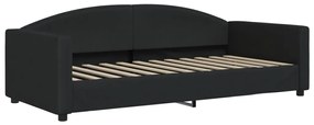 Divano letto estraibile con cassetti nero 90x200 cm in tessuto