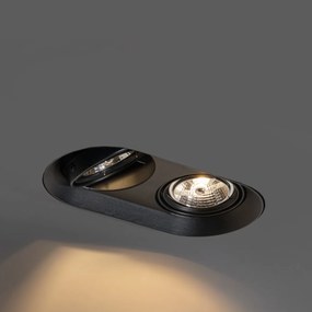 Set di 6 faretti da incasso arrotondati neri GU10 70mm 2-luci - Hubs