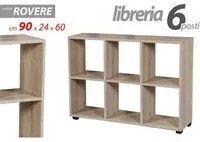 Libreria rettangolare divisorio sei cubi posti rovere 90x24x60