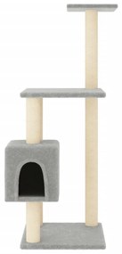 Albero per gatti con tiragraffi in sisal grigio chiaro 104 cm