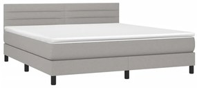 Letto a Molle Materasso e LED Grigio Chiaro 180x200 cm Tessuto