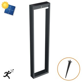 Paletto da giardino Solare Nero con Sensore di Mov. 80cm serie VELA Colore Bianco Naturale 4.000K