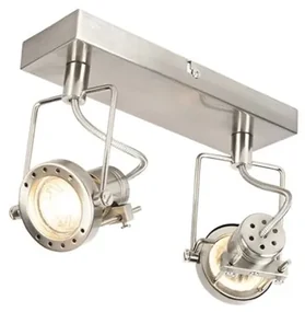 Faretto industriale in acciaio 2 luci orientabile - Suplux