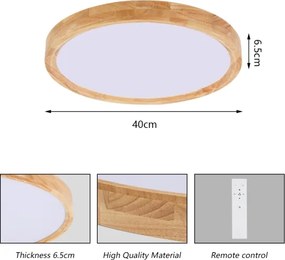 Brilagi - Lampada LED dimmerabile WOODROUND LED/30W/230V 3000-6000K Ø 40 cm + telecomando