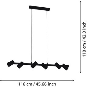 Eglo 99464 - Lampadario a sospensione con filo GATUELA 6xE14/25W/230V