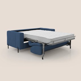 Ortensia divano letto materasso H18 cm con piedi alti in elegante microfibra smacchiabile T11 blu