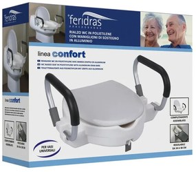 Rialzo wc regolabile con maniglioni antiscivolo e copriwc universale