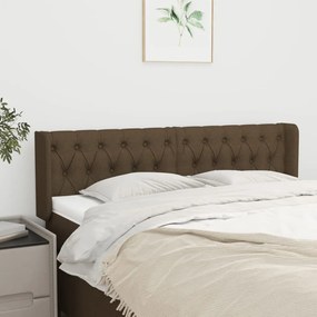 Testiera Ad Orecchio Marrone Scuro 147x16x78/88 Cm İn Tessuto /