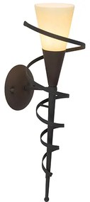 Applique da parete rustica marrone ruggine con vetro crema - Castle